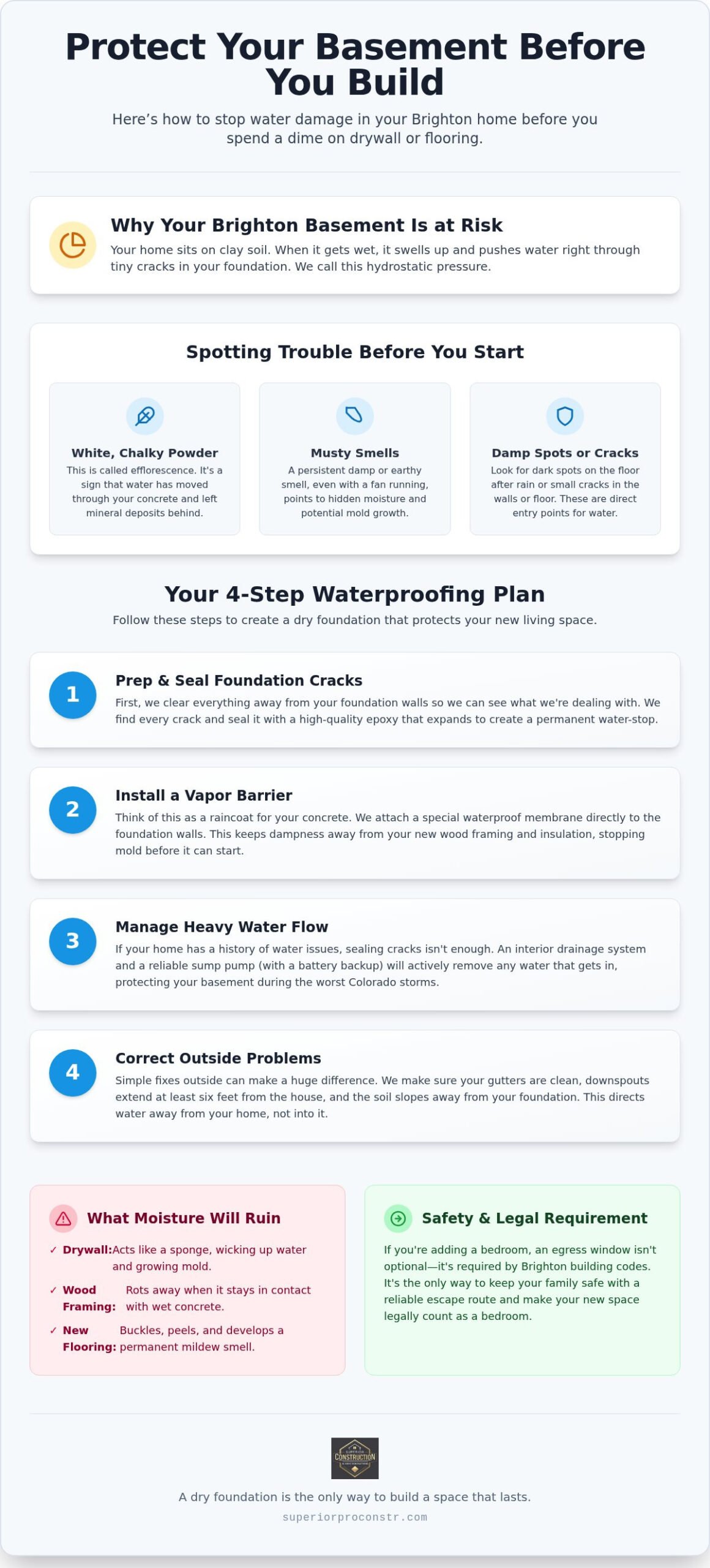 Basement Finishing Cost in Brighton CO: Why Waterproofing Comes First